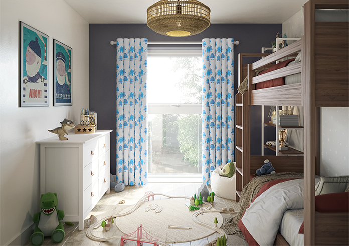 Robo Town, Bot Blue - Made to Measure Curtains - Image 14